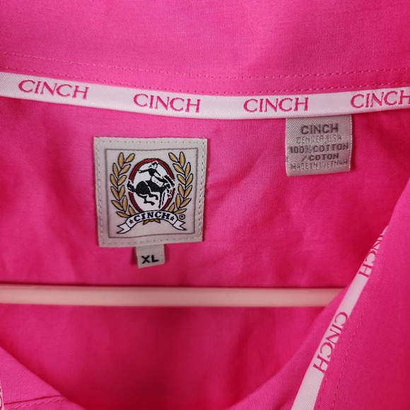 Cinch Shirt Mens XL Pink Western Button Up Cowboy Rodeo Long Sleeve 100% Cotton - Picture 4 of 8